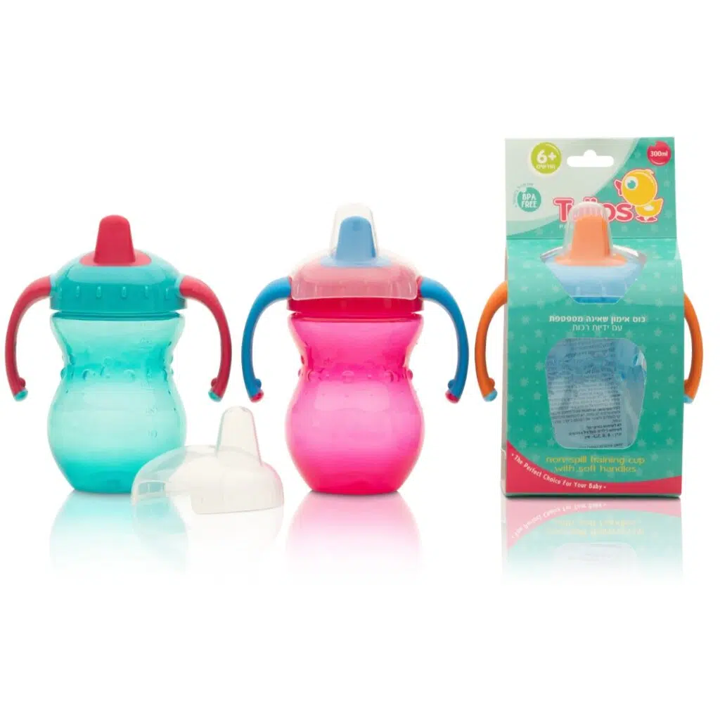 בקבוקים לתינוקות עם ידיות של טוליפס בשלושה צבעים שונים
