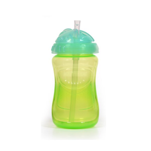 בקבוק אימון לילדים עם קשית מתקפלת ומכסה צהוב ירוק