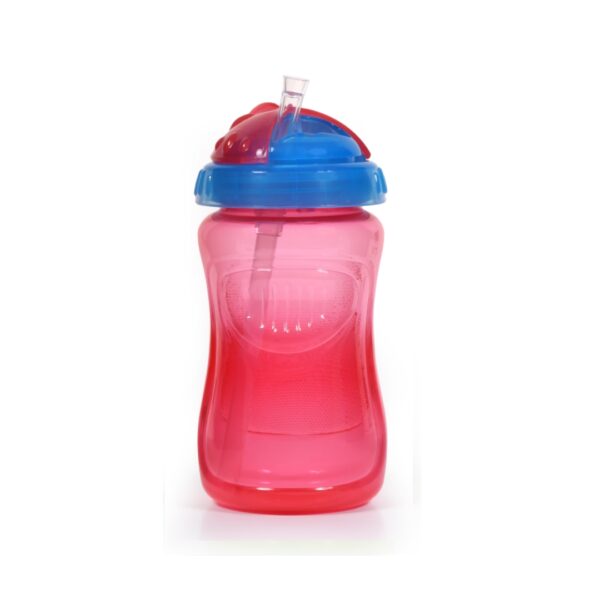 בקבוק אימון לילדים עם קשית מתקפלת ומכסה אדום כחול