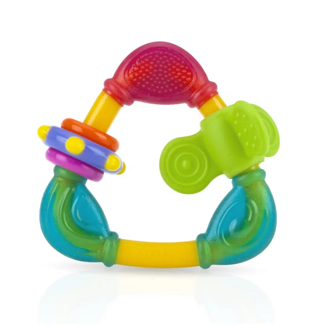 נשכן צעצוע משולש ירוק אדום צהוב עם סיליקון רך